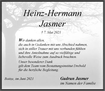 Anzeige von Heinz-Hermann Jasmer von LZ