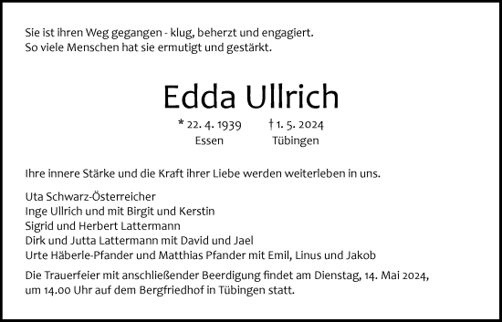 Anzeige von Edda Ullrich von LZ