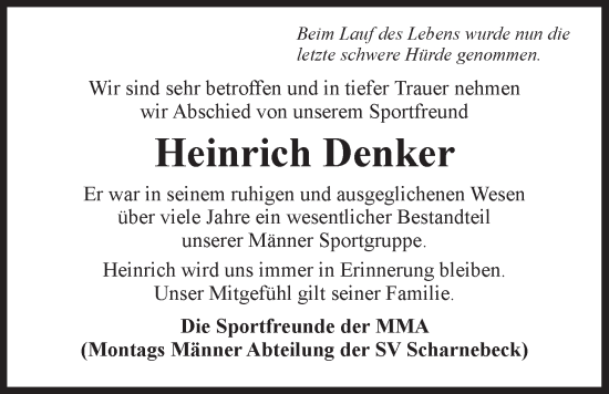 Anzeige von Heinrich Denker von LZ